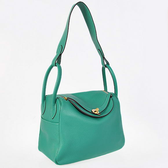 High Quality Replica Hermes Lindy 30CM Havanne Handbags 1057 Green Leather Golden Hardware